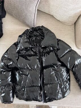 Kendall & Kylie Glossy Black Patent Jacket